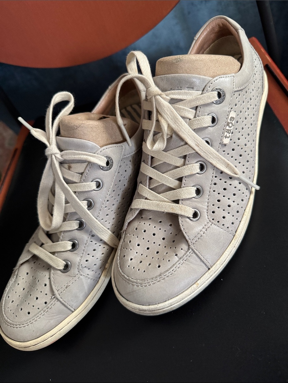 Taos grey perforated leather Jester sneakers W8.5